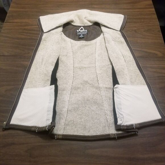 Kuhl Dani Sherpa Vest Women Size M Brown Faux Suede Wool Blend Lining Projekt - Picture 2 of 5